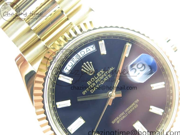 BP Black on Dial A2836 YG YG New 904 Crystal Bracelet President Dial Version 40mm Markers T 228239 Day-Date 1227